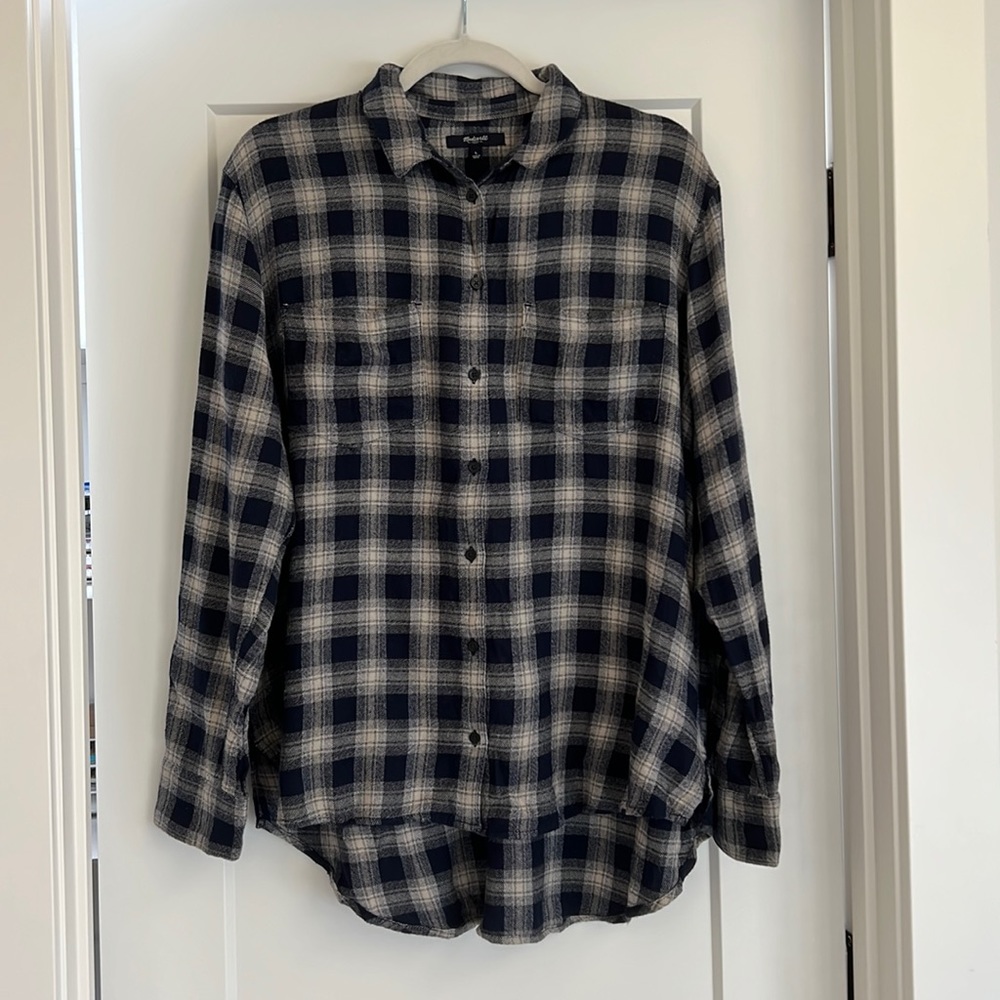Madewell Flannel Trapeze Overcast Plaid Button Up